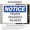 Signmission Private Residence No Entry OSHA Notice Sign, Vinyl Decal, 10in W x 7in L, 2PK OS-2PACK-NS-D-710-L-17867 - alternate 6
